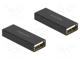 DeLOCK Adaptador Cambiador de Género USB 2.0 Tipo-A Hembra a Hembra Metal Negro