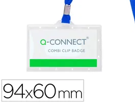 Q-connect Identificador kf17112 con Cordón Plano Azul y Apertura Lateral, 94x60 mm