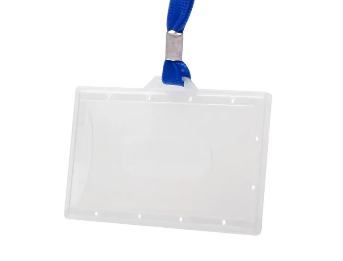 Q-connect Identificador kf17112 con Cordón Plano Azul y Apertura Lateral, 94x60 mm