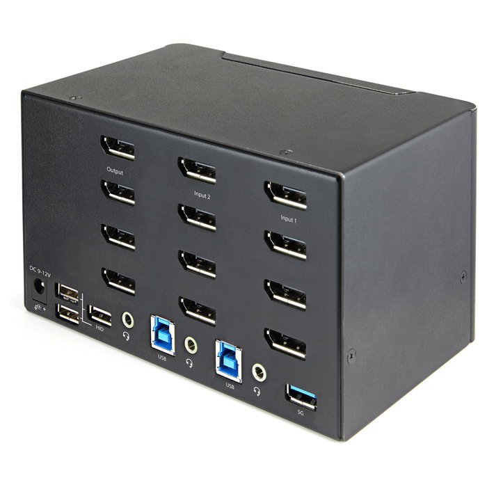 StarTech.com Conmutador KVM de 2 Puertos DisplayPort 1.2 para 4 Monitores - 4K 60Hz UHD HDR - Audio y Hotkeys - Ref: DP 1.2 KVM Umschalter