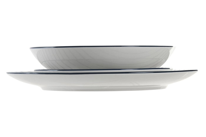 DKD Home Decor Juego de Vajilla de Porcelana 18 Piezas con Rayas Azules DKD Home Decor Juego de Vajilla de Porcelana 18 Piezas con Rayas Azules