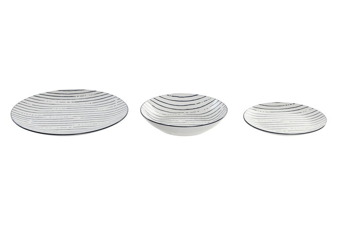 DKD Home Decor Juego de Vajilla de Porcelana 18 Piezas con Rayas Azules DKD Home Decor Juego de Vajilla de Porcelana 18 Piezas con Rayas Azules