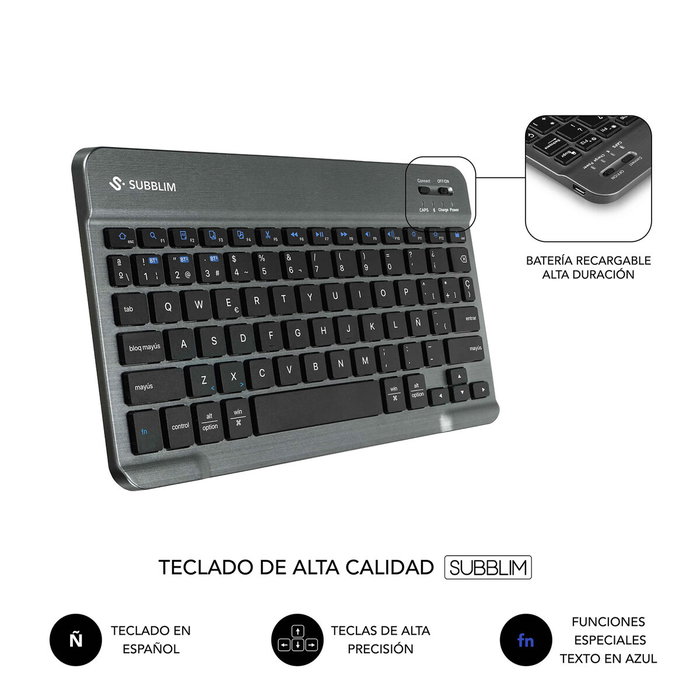 Subblim Funda con Teclado KeyTab Pro BT para Lenovo Tab 10,1 pulgadas 2025 - Negro