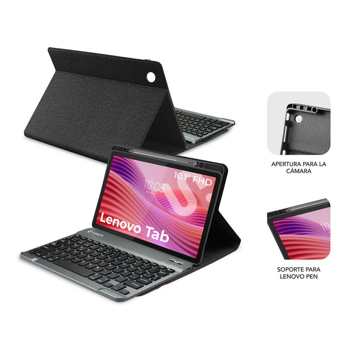 Subblim Funda con Teclado KeyTab Pro BT para Lenovo Tab 10,1 pulgadas 2025 - Negro
