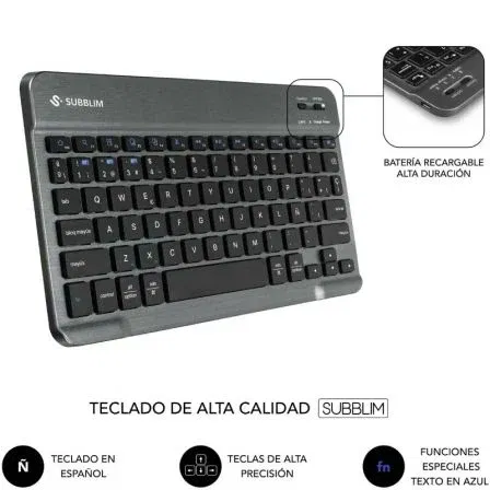 Subblim Funda con Teclado Bluetooth 5.2 para Lenovo Tab 10.1" 2025 Negra SUBKT3-BTL320
