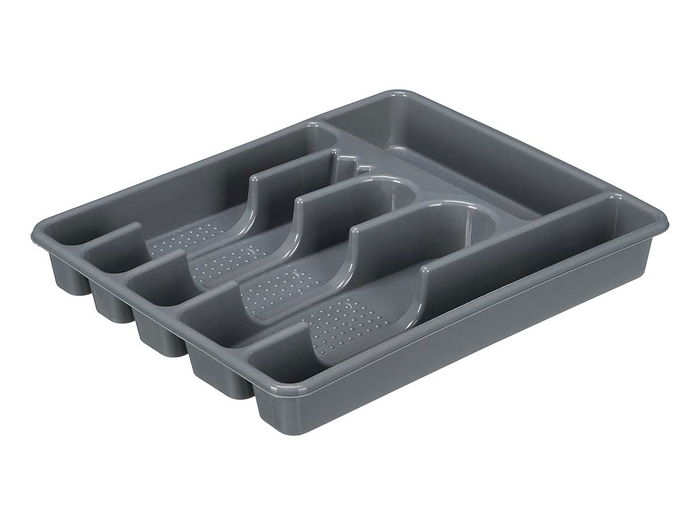 Kinvara Cubertero Plastico 6 Huecos Color Plata 35 x 4.5 x 30 cm (Set de 20)