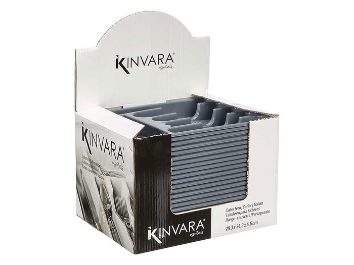 Kinvara Cubertero Plastico 6 Huecos Color Plata 35 x 4.5 x 30 cm (Set de 20)