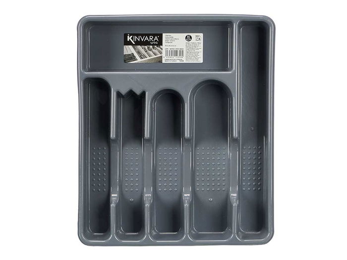 Kinvara Cubertero Plastico 6 Huecos Color Plata 35 x 4.5 x 30 cm (Set de 20)