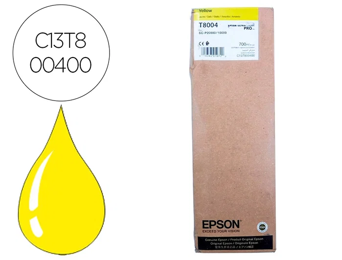 Epson Singlepack Yellow T800400 UltraChrome PRO 700ml, Amarillo Epson Singlepack Yellow T800400 UltraChrome PRO 700ml, Amarillo