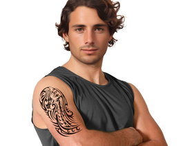 Tatuaje adhesivo temporal tribal fénix en negro para brazo