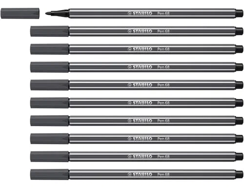 Stabilo Pen 68 Gris Intenso 1,0 mm Pack de 10 unidades Stabilo Pen 68 Gris Intenso 1,0 mm Pack de 10 unidades
