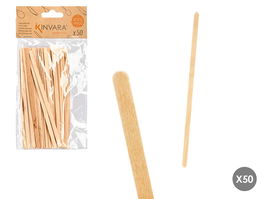 Kinvara Set 50 Palitos para Café de Madera (Abedul) Marrón 10x20x0.5 cm (Set de 36)