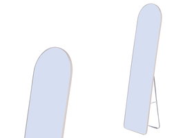 Giftdecor Espejo Ovalado con Soporte Blanco, Vidrio, Dimensiones 36x147x3.2 cm (Abierto 36.3x26.5x144.5 cm)