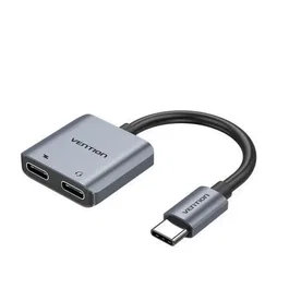 Vention Conversor USB Tipo-C Macho a 2 Hembras (Audio y Carga) - BGZHA