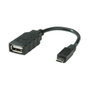 ROLINE Cable USB 2.0 Micro-USB B a USB A, OTG, 0,15 m, Negro