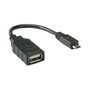 ROLINE Cable USB 2.0 Micro-USB B a USB A, OTG, 0,15 m, Negro
