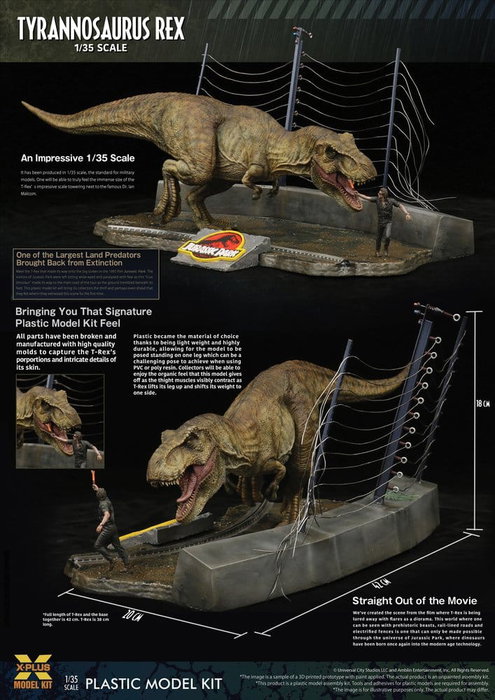 X-Plus Jurassic Park Kit de Modelo de Plástico Escala 1/35 Tyrannosaurus Rex X-Plus Jurassic Park Kit de Modelo de Plástico Escala 1/35 Tyrannosaurus Rex