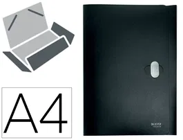 Leitz Carpeta Recycle con Gomas, Tres Solapas, DIN A4, Polipropileno Negro, 80% Reciclado