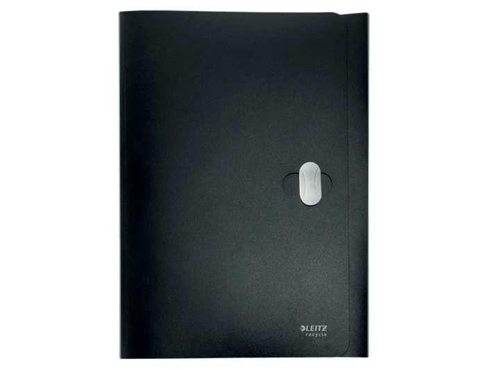 Leitz Carpeta Recycle con Gomas, Tres Solapas, DIN A4, Polipropileno Negro, 80% Reciclado