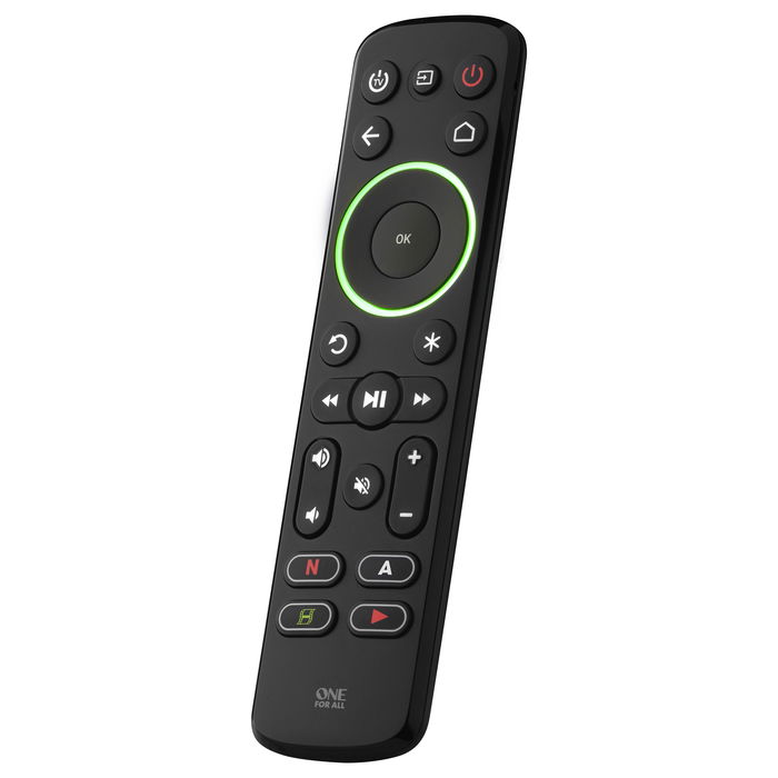 OneforAll Mando a Distancia Universal RC7935 para TV y Audio, Inalámbrico IR, Botones Retroiluminados, Negro