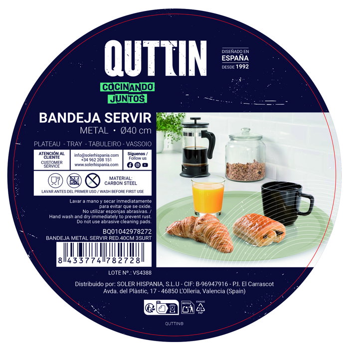 Inde Bandeja de Metal Servir Redonda Quttin 40 cm 12 Unidades Surtidas Inde Bandeja de Metal Servir Redonda Quttin 40 cm 12 Unidades Surtidas