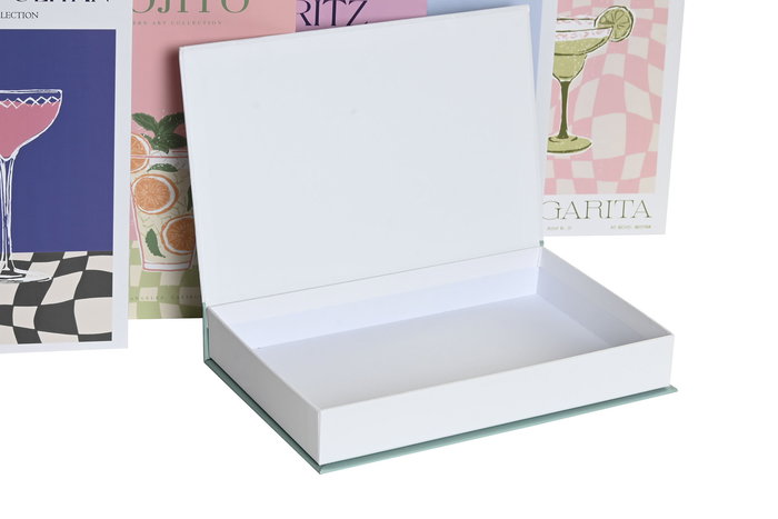 DKD Home Decor Caja Libro Basicos Multicolor 4.2 x 26.5 x 17 cm (6 Unidades) Material Carton Estilo Cocktails