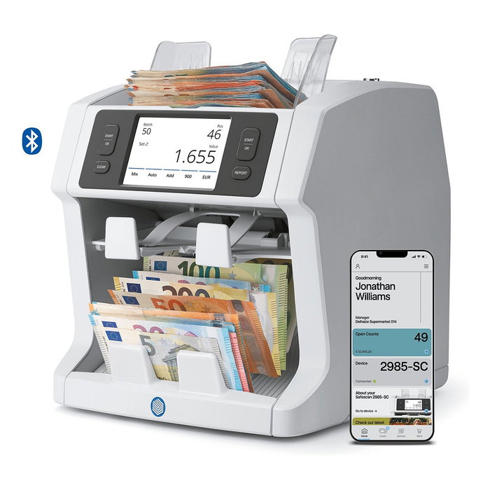 Safescan 2995-SC Contador de billetes Blanco con Doble Bandeja