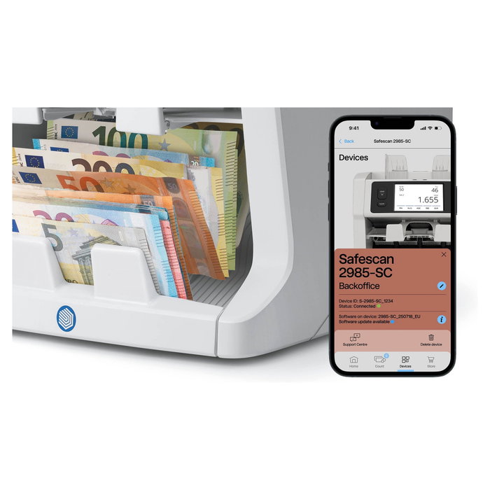 Safescan 2995-SC Contador de billetes Blanco con Doble Bandeja