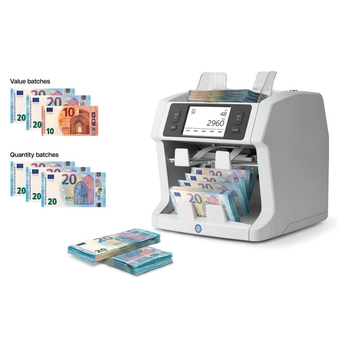 Safescan 2995-SC Contador de billetes Blanco con Doble Bandeja