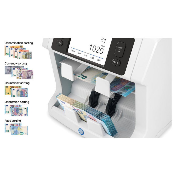 Safescan 2995-SC Contador de billetes Blanco con Doble Bandeja