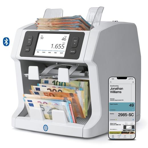 Safescan 2995-SC Contadora de valor de billetes y clasificadora con 2 bandejas