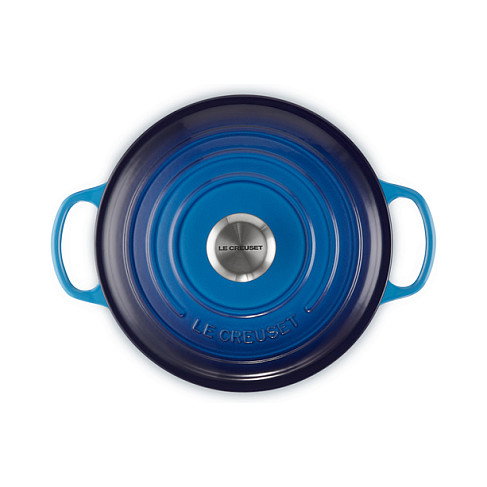 Le Creuset 21177242202430 Signature Hierro Fundido Bräter con Tapa, 24 cm, Azul Azure