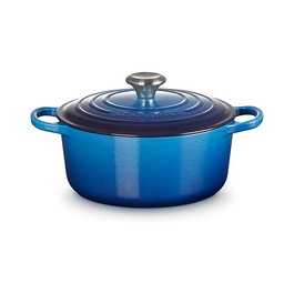 Le Creuset 21177242202430 Signature Hierro Fundido Bräter con Tapa, 24 cm, Azul Azure