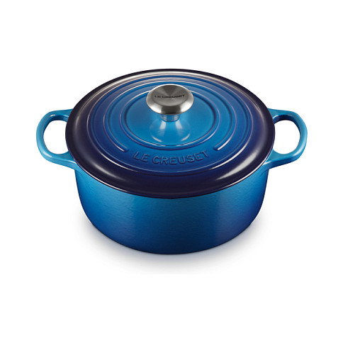 Le Creuset 21177242202430 Signature Hierro Fundido Bräter con Tapa, 24 cm, Azul Azure