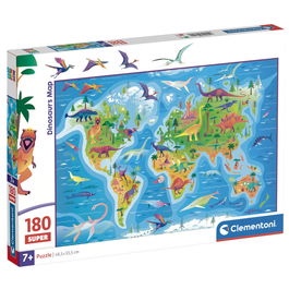 CLEMENTONI Puzzle Super Mapa Dinosaurios 180 Piezas