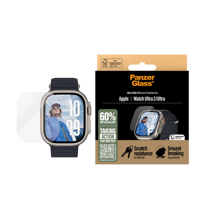 PanzerGlass Protector de Pantalla para Apple Watch Ultra 49mm (Ultra 2/Ultra 3)