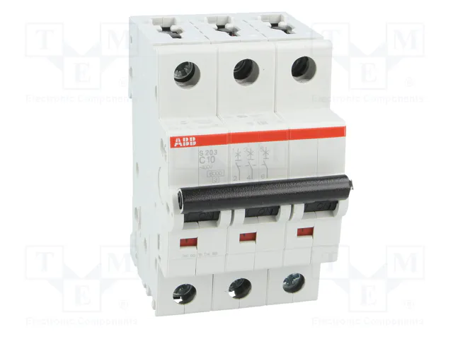 ABB S203-C10 Interruptor Magnetotérmico 10A 3 Polos 6kA