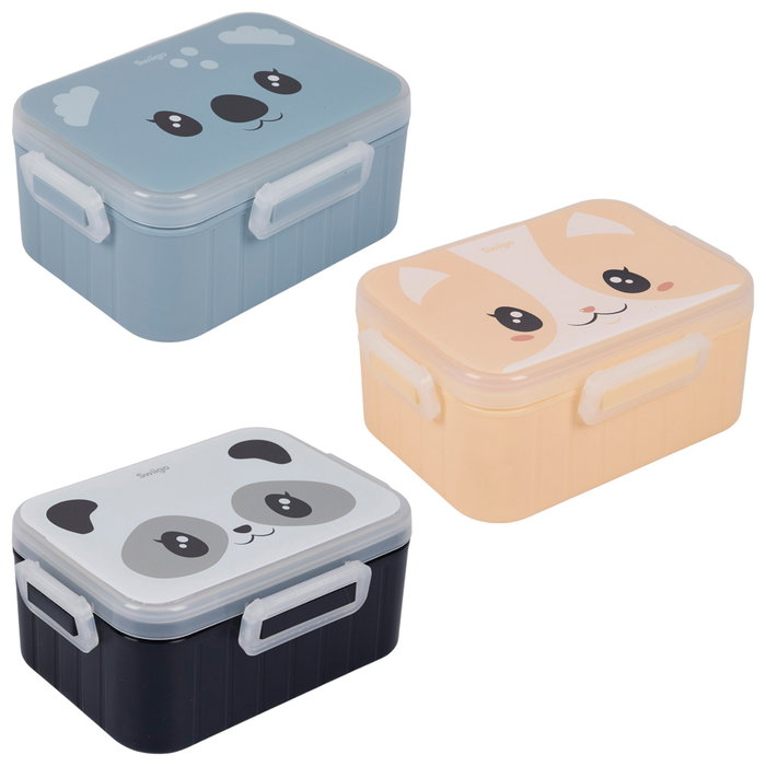 Home Deco Factory Fiambrera Swiigo Kawaii 600 ml con compartimentos, modelos surtidos panda, gato o koala Home Deco Factory Fiambrera Swiigo Kawaii 600 ml con compartimentos, modelos surtidos panda, gato o koala