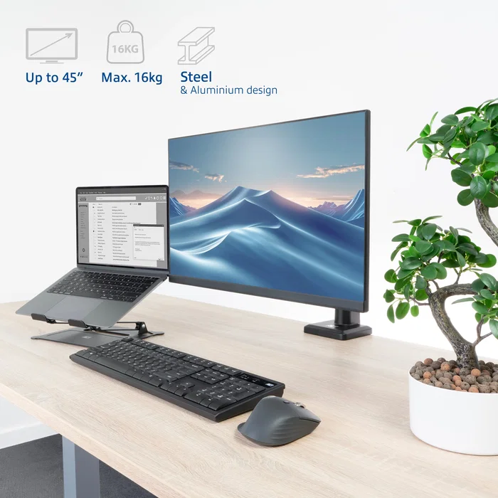 Act AC8311 Soporte de Escritorio para Monitor con Resorte de Gas, Negro