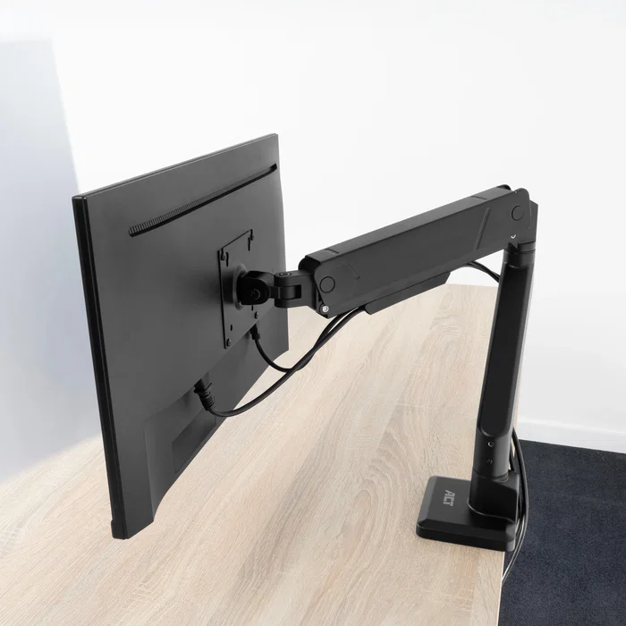 Act AC8311 Soporte de Escritorio para Monitor con Resorte de Gas, Negro