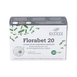 BETULA Florabet 20 x 10(9) ufc 30 Cápsulas Complemento Alimenticio con 14 Cepas de Microrganismos