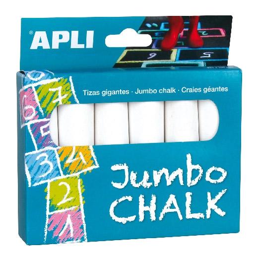 APLI Tizas Jumbo de Color Blanco ø 25 x 105 mm, Caja de 6 Unidades APLI Tizas Jumbo de Color Blanco ø 25 x 105 mm, Caja de 6 Unidades