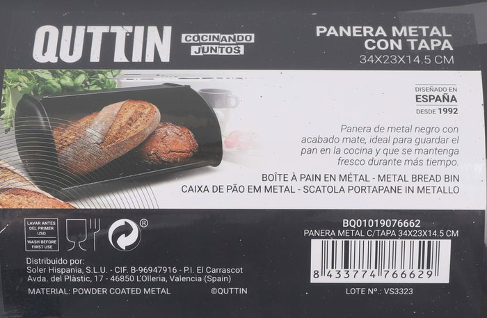 Quttin Panera Metal con Tapa