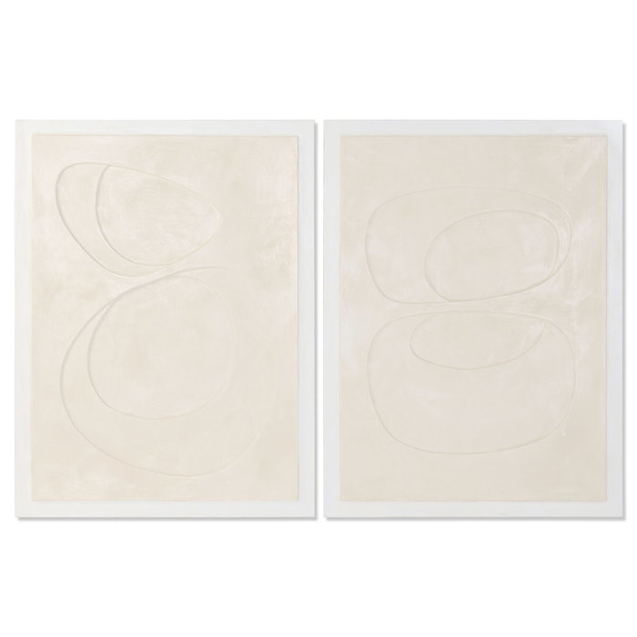 DKD Home Decor Set de 2 Cuadros Lienzo MDF Moderno 3D Beige 90x120 cm