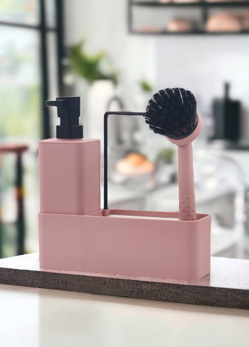 Mijölnir SBN0052 Dispensador de jabón de poliresina rosa para baño y cocina