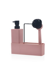 Mijölnir SBN0052 Dispensador de jabón de poliresina rosa para baño y cocina