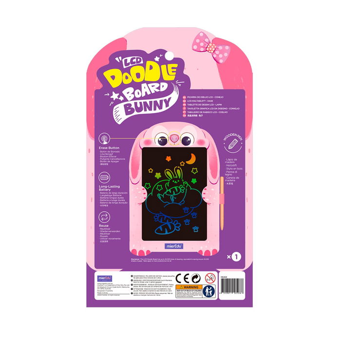 Mieredu Pizarra Dibujo Y Escritura LCD Conejo ME253 Borrable Reutilizable para Niños +3 Años