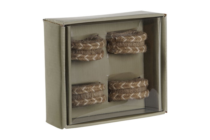 DKD Home Decor Set de 4 Servilleteros de Yute y Mango Natural DKD Home Decor Set de 4 Servilleteros de Yute y Mango Natural