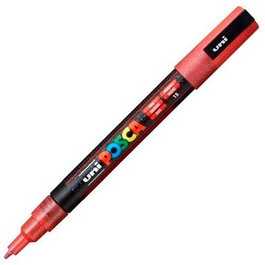 POSCA Marcador PC-3ML Punta Cónica 0,9 - 1,3 mm Rojo Purpurina