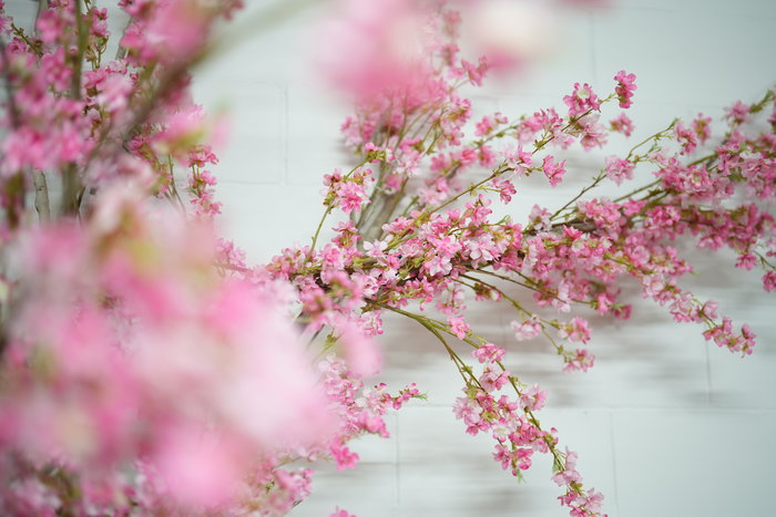 Oplante Vara Flor de Manzano Rosa Artificial de Tela 96 cm Alto x 12 cm Ancho